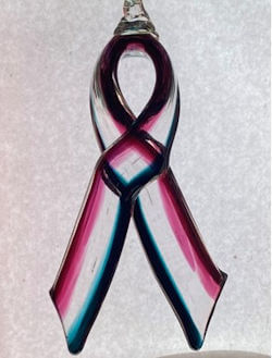 The second image of a Glass Solidarity Ribbon made and designed by ThornMeadow Glassworks LLC.
