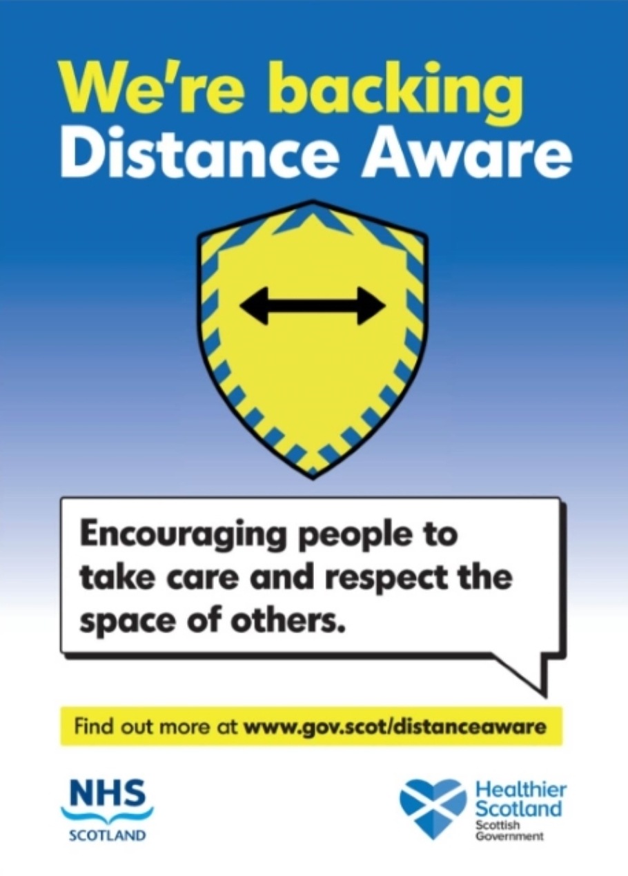Distance Aware Shields reads - Encouraging people to take care and respect the space of others.
