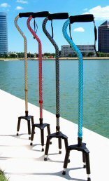 Four differently colored flex stick walking canes.