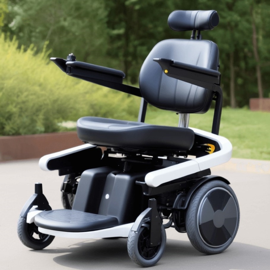 Google electric wheelchair concept featuring smooth contours and finished in shades of gray with white accents.