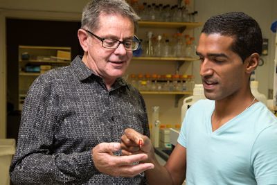 Salk Professor Martyn Goulding and Jovanny Bourane, Salk research associate - Image Courtesy of the Salk Institute for Biological Studies