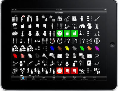 iPicto app displaying pictograms on the Apple iPad