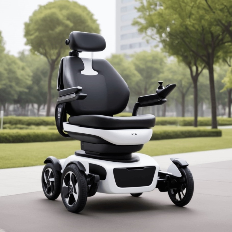 With a minimalist look this dark gray and white Kia concept wheelchair is crafted from lightweight yet durable materials.