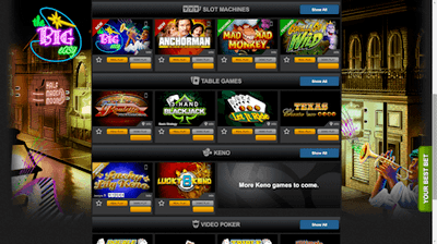 Sceenshot of online casino games.
