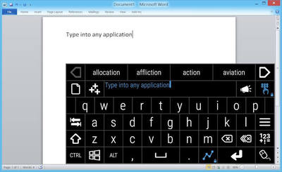 Image of OptiKey in Microsoft Word