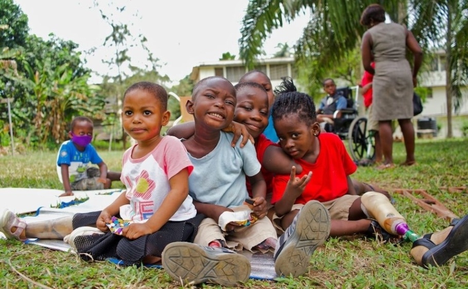 Image of children who have received prosthetic legs from the Legs4Africa campaign.