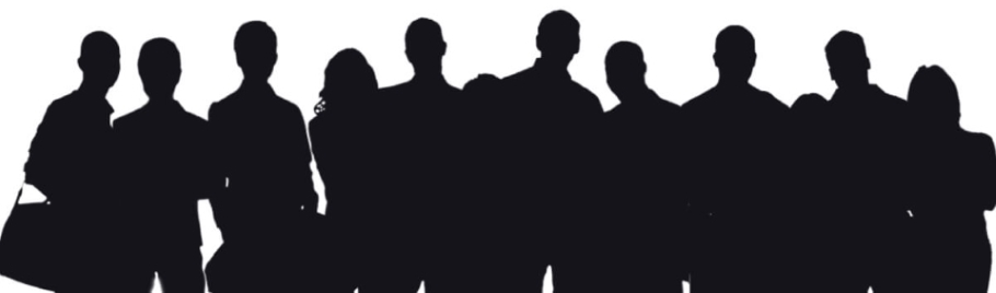 Black and white people silhouette illustration.