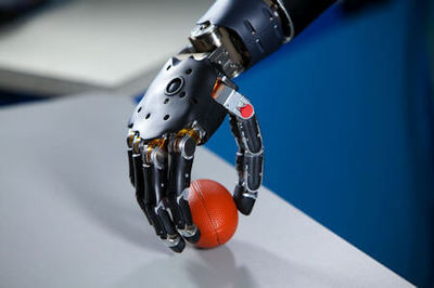 Brain controlled, prosthetic arm funded by the DARPA. Photo courtesy of Johns Hopkins University Applied Physics Laboratory (JHU/APL).