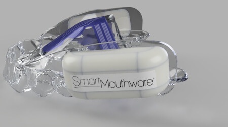 Smart Mouthware Computer Mouse is a touchpad built into the roof of an orthodontic retainer allowing wearer to move the cursor by moving the tongue across the roof of the mouth. Clicking (left, right-click, and click-drag), is performed by flattening the tongue against the roof of the mouth, scrolling is performed by rapidly flicking the tongue across the pad in the desired direction of the scroll.