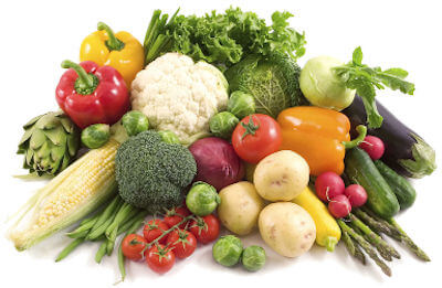 An assortment of vegetables selected for freezing.